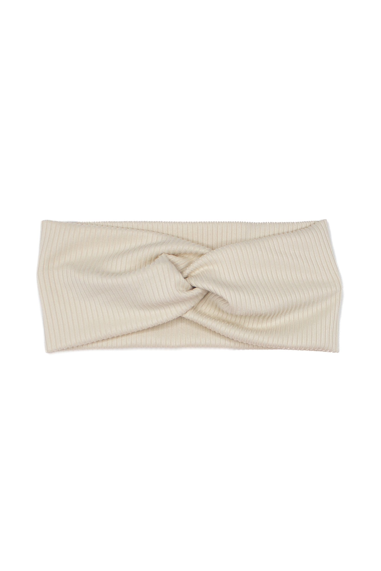 Cream Ribbed Twist Turban Headband