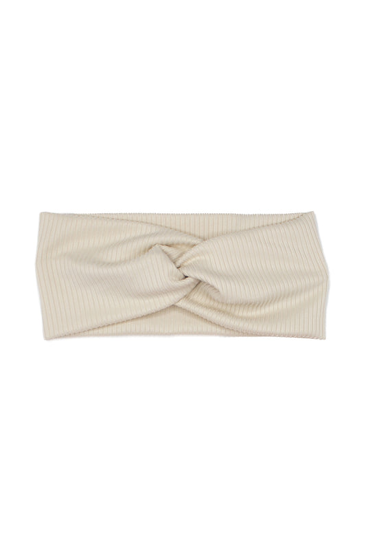 Cream Ribbed Twist Turban Headband