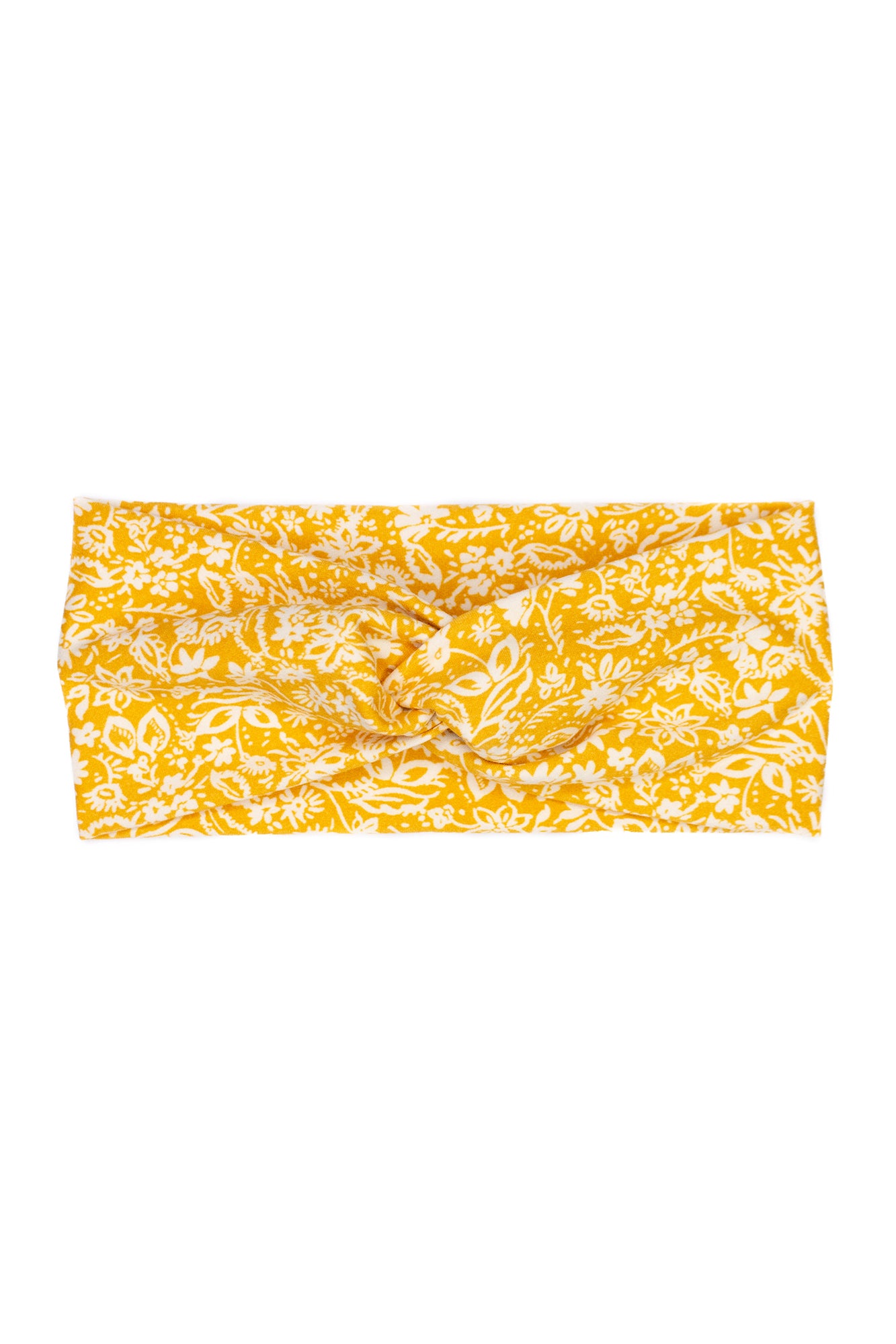 Yellow White Floral Twist Turban Headband