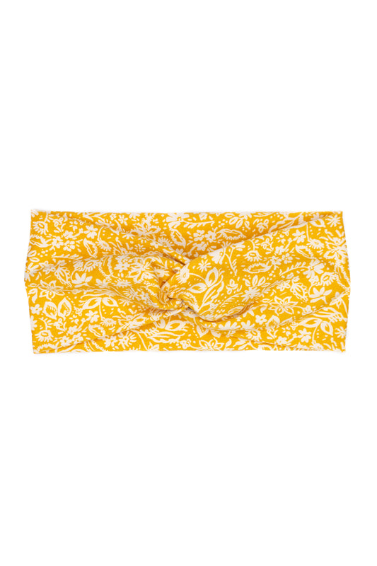 Yellow White Floral Twist Turban Headband