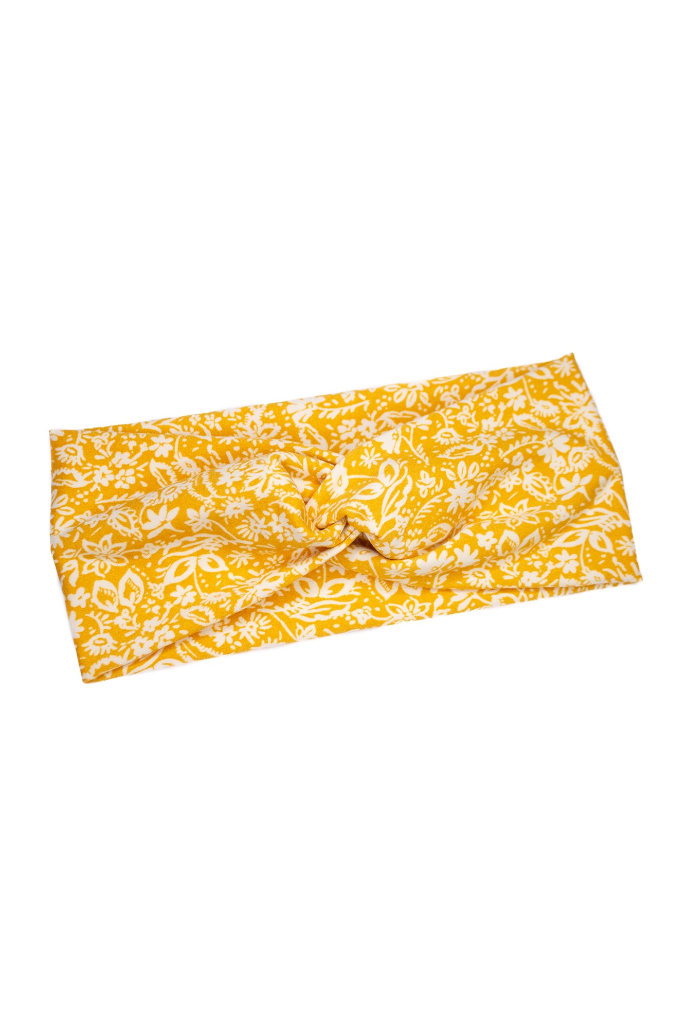 Yellow White Floral Twist Turban Headband