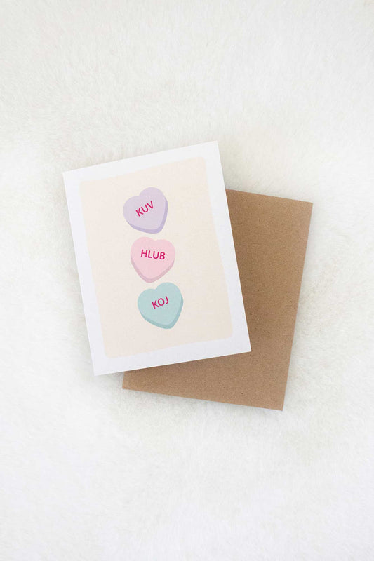 "Kuv Hlub Koj" Heart Candy Greeting Card