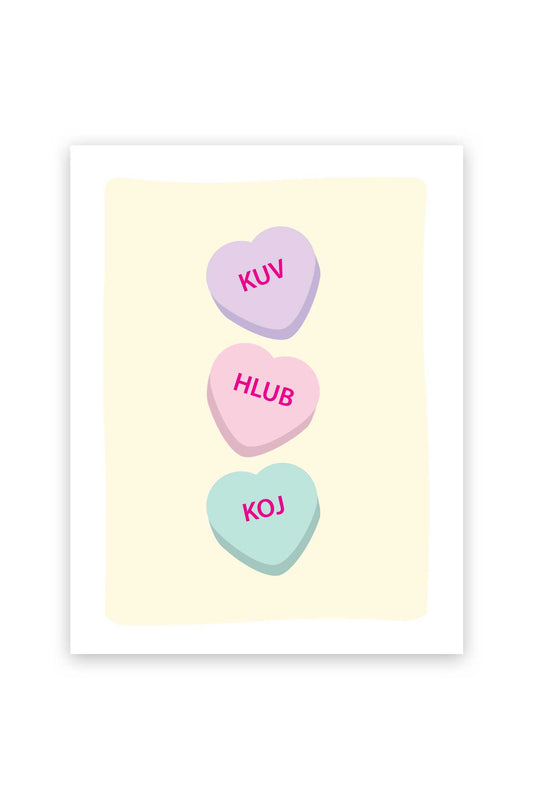 "Kuv Hlub Koj" Heart Candy Greeting Card