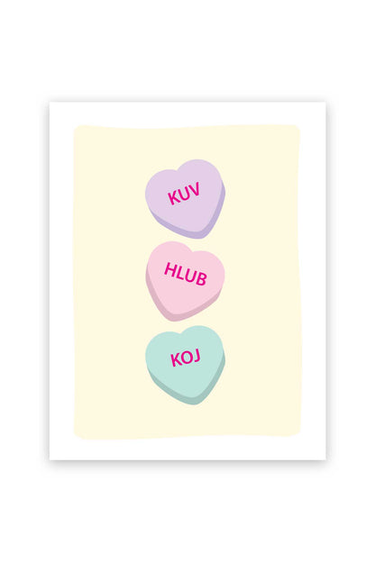 "Kuv Hlub Koj" Heart Candy Greeting Card