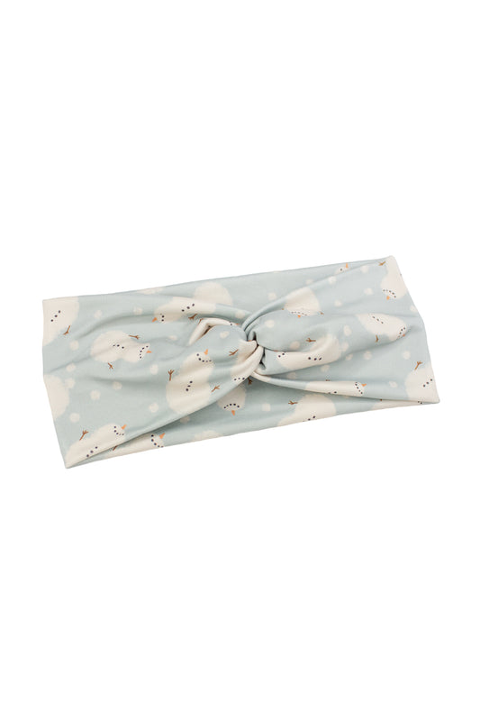 Blue Snowman Twist Turban Headband