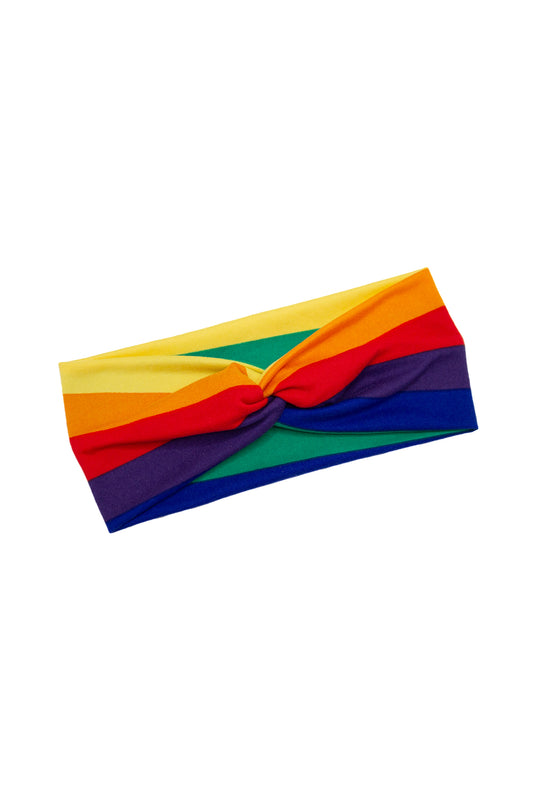Rainbow Strips Twist Turban Headband