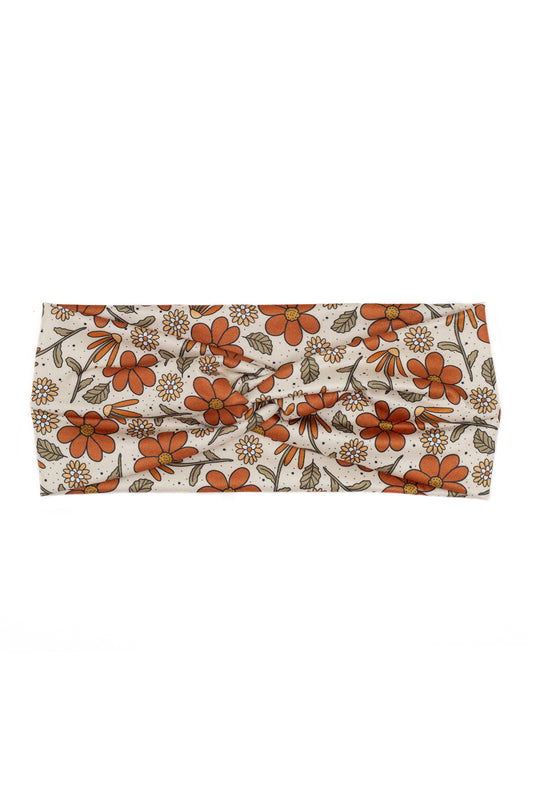 Retro Floral Print Twist Turban Headband