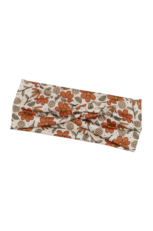 Retro Floral Print Twist Turban Headband