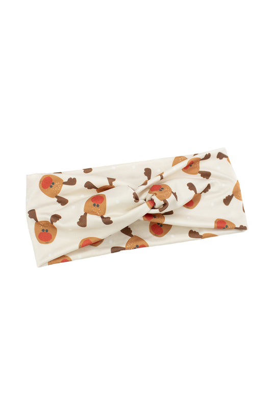 Red Nosed Reindeer Twist Turban Headband