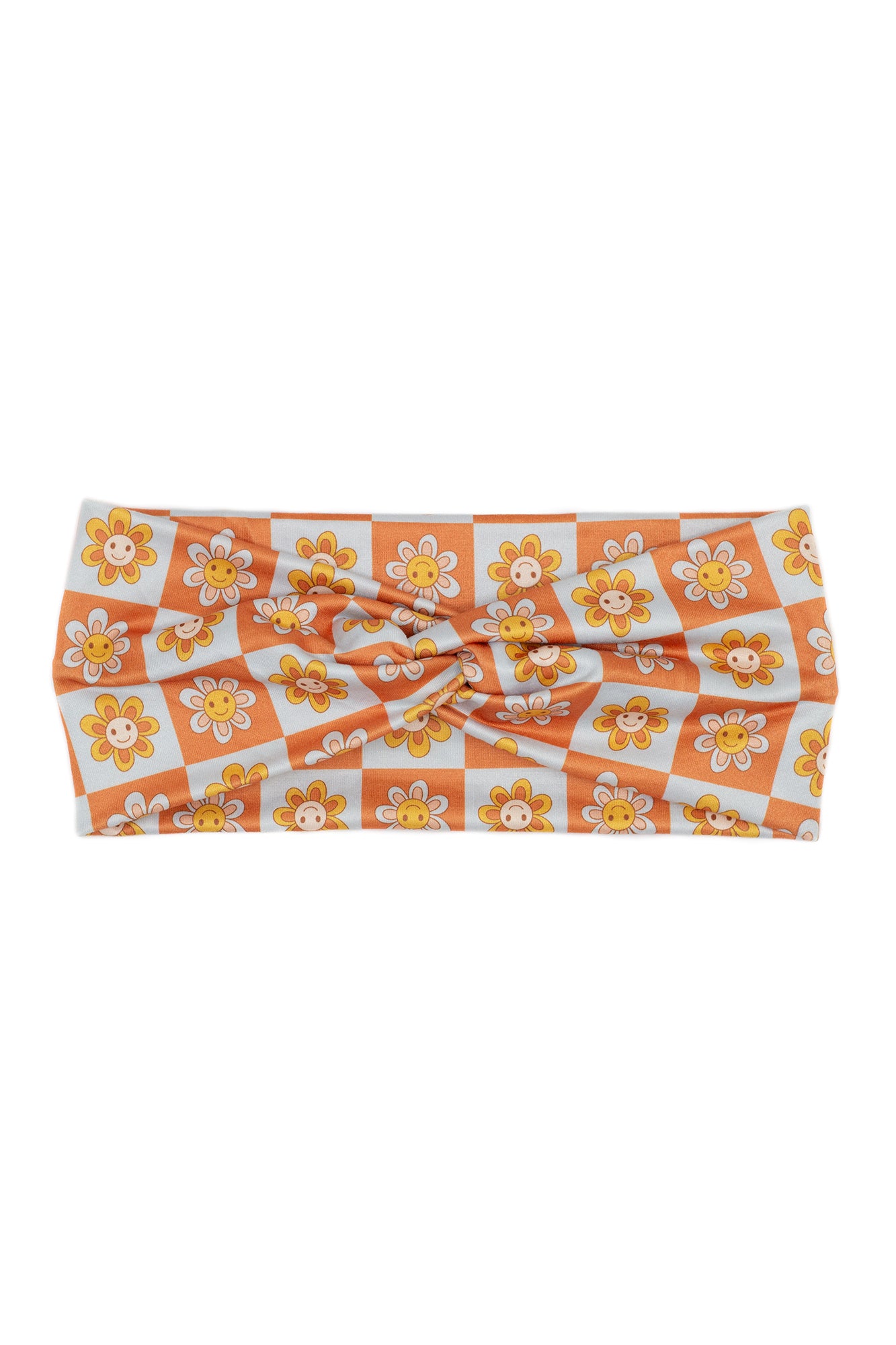 Checker Floral Print Twist Turban Headband