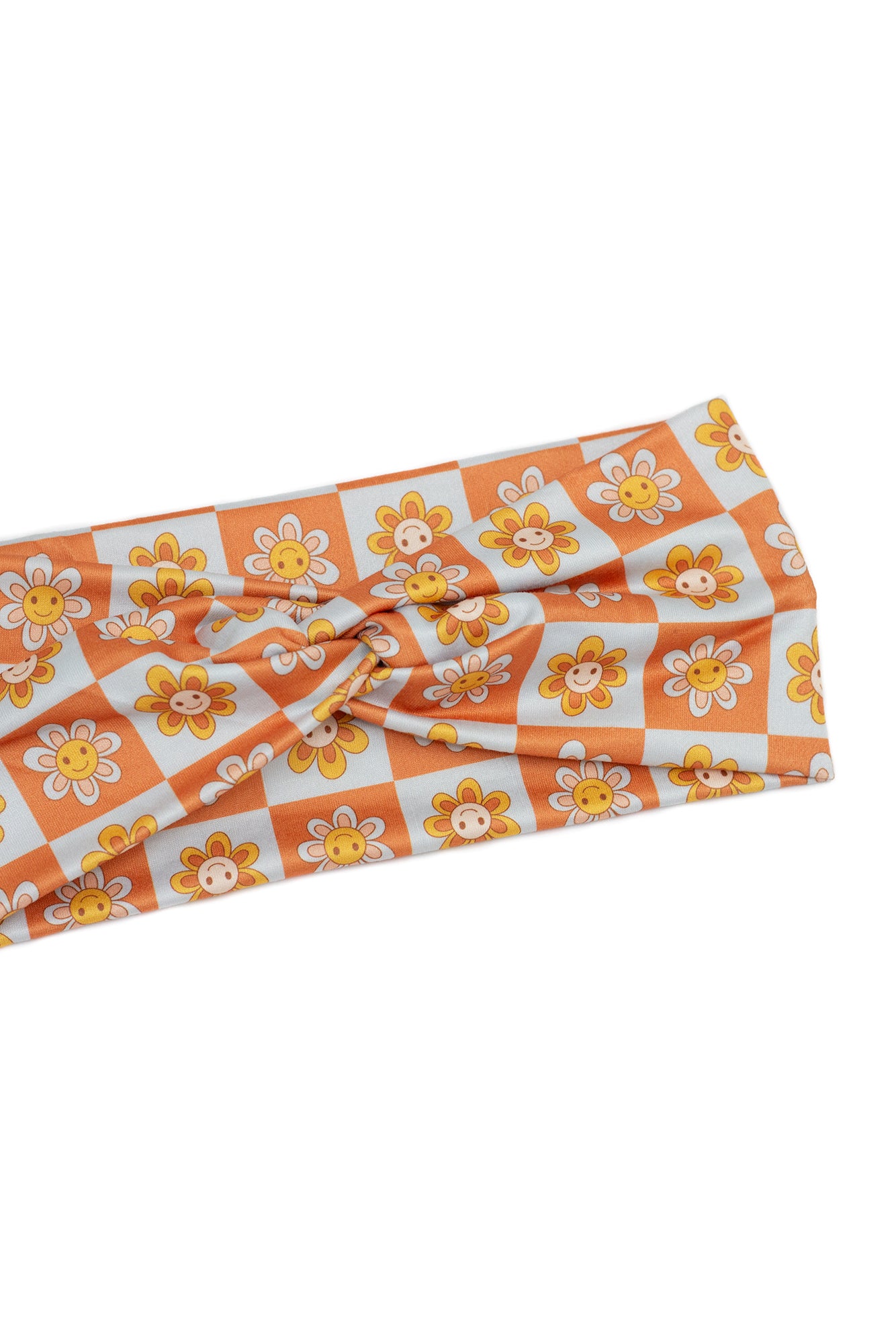 Checker Floral Print Twist Turban Headband