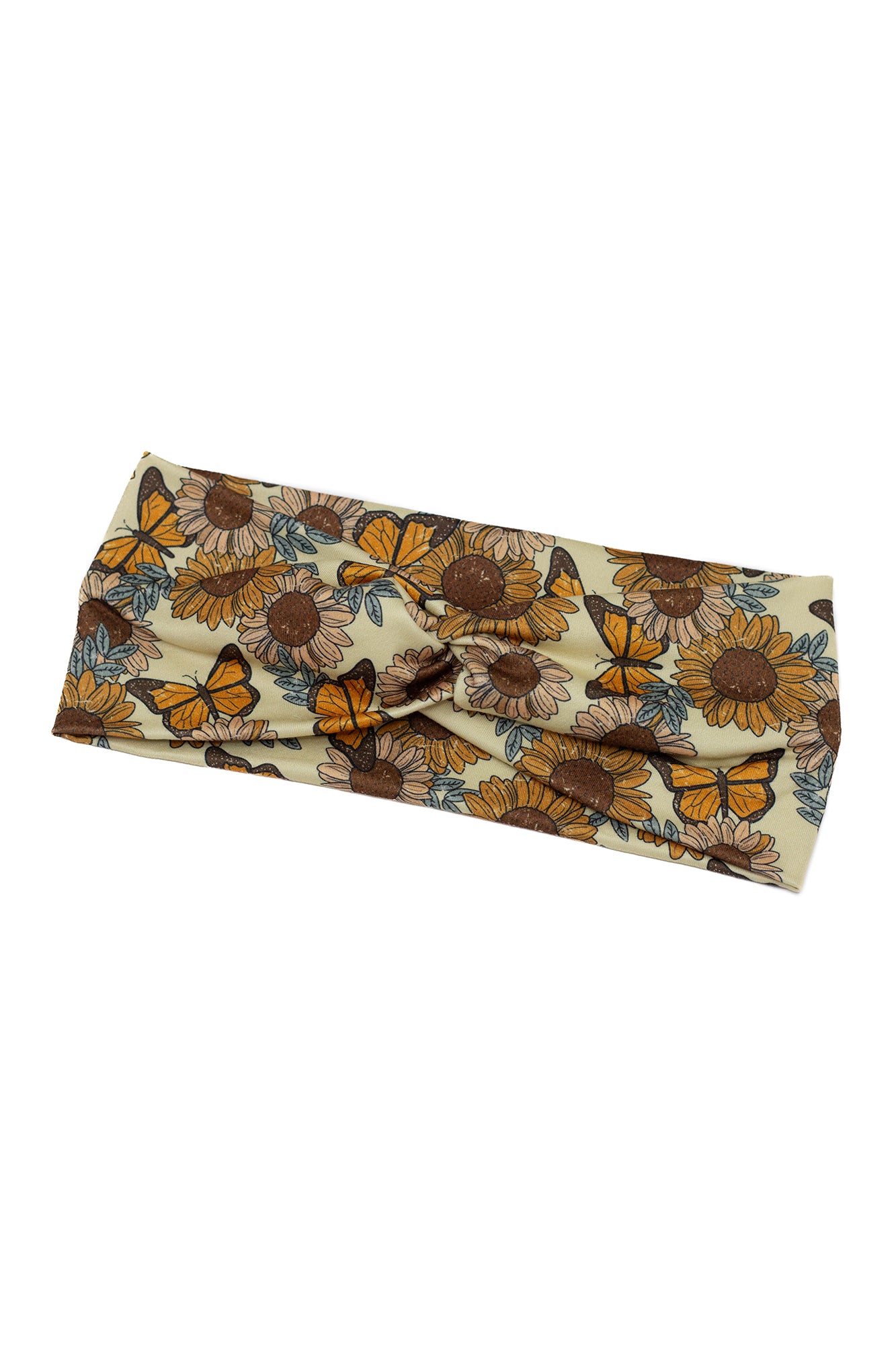 Butterfly and Sunflower Print Twist Turban Headband
