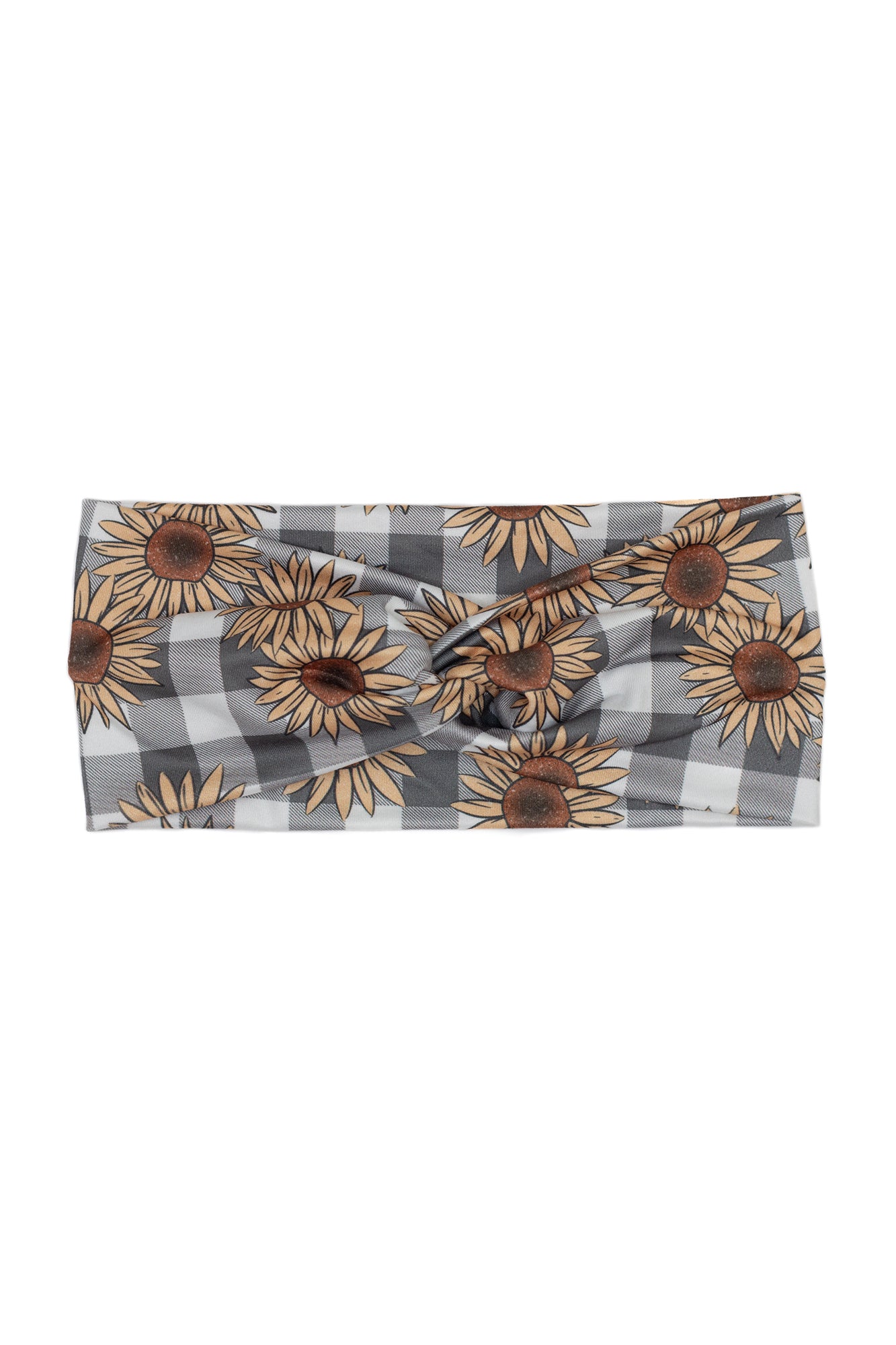 Sunflower Checker Print Twist Turban Headband