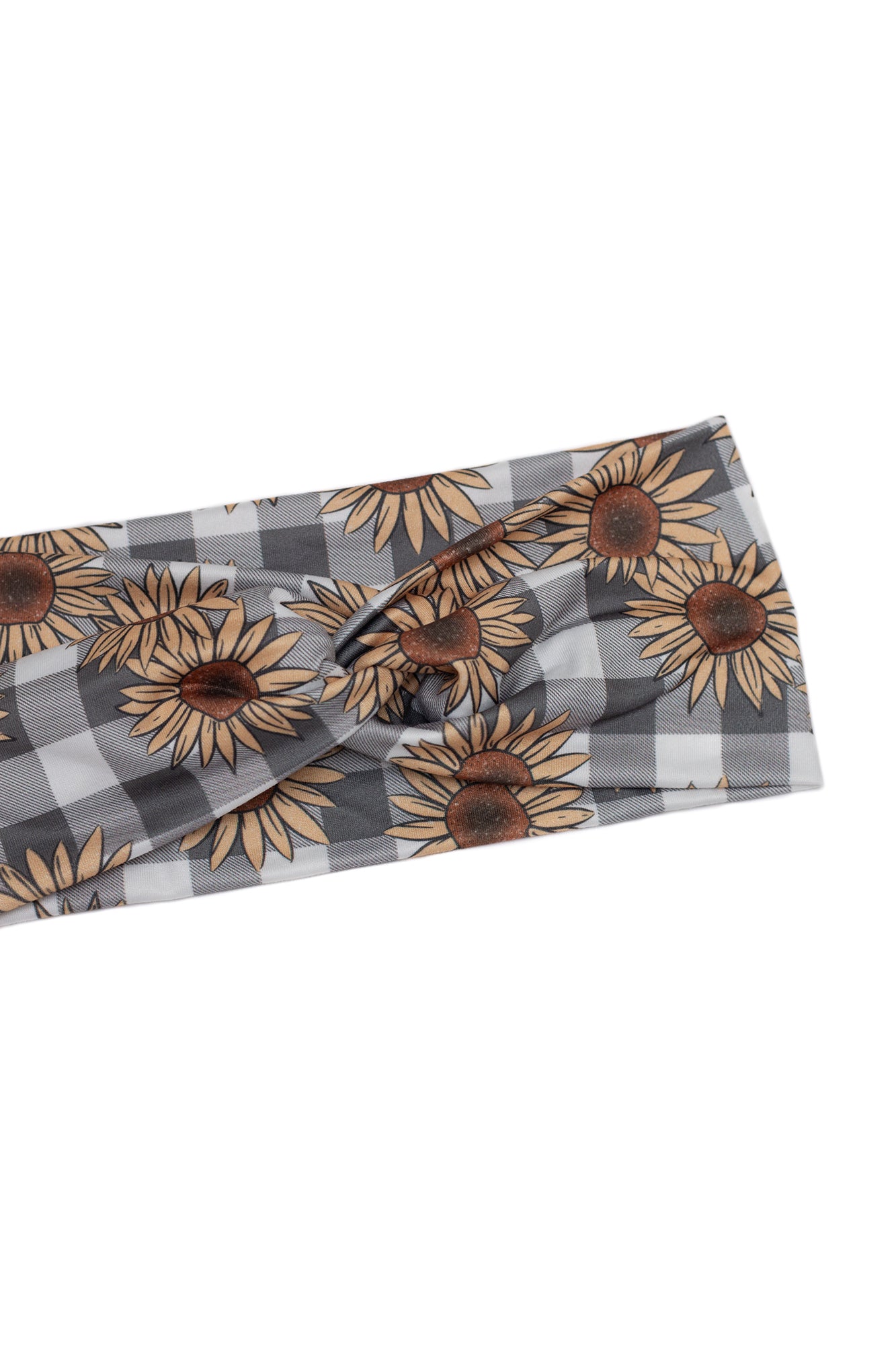 Sunflower Checker Print Twist Turban Headband