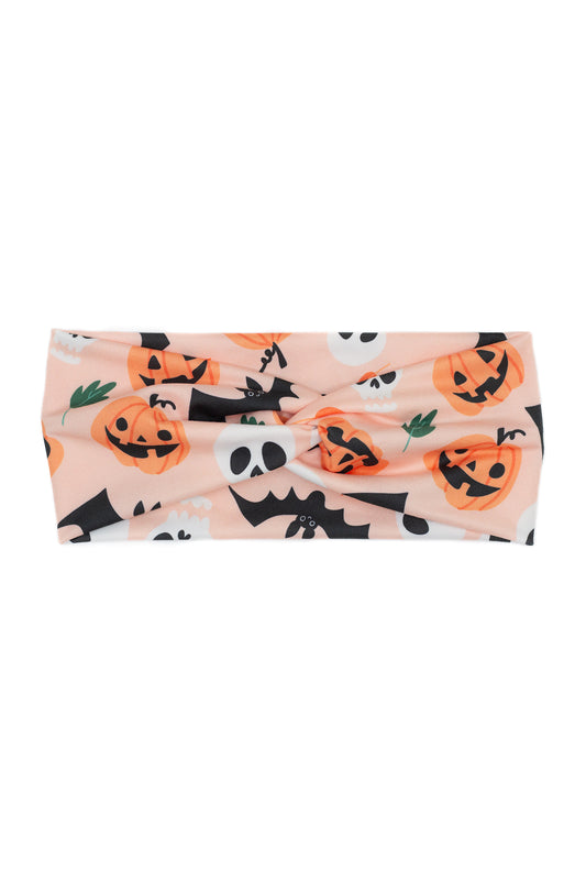 Pumpkins, Skulls, and Bats Twist Turban Headband