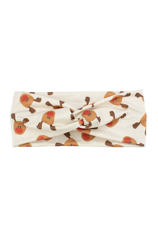 Red Nosed Reindeer Twist Turban Headband