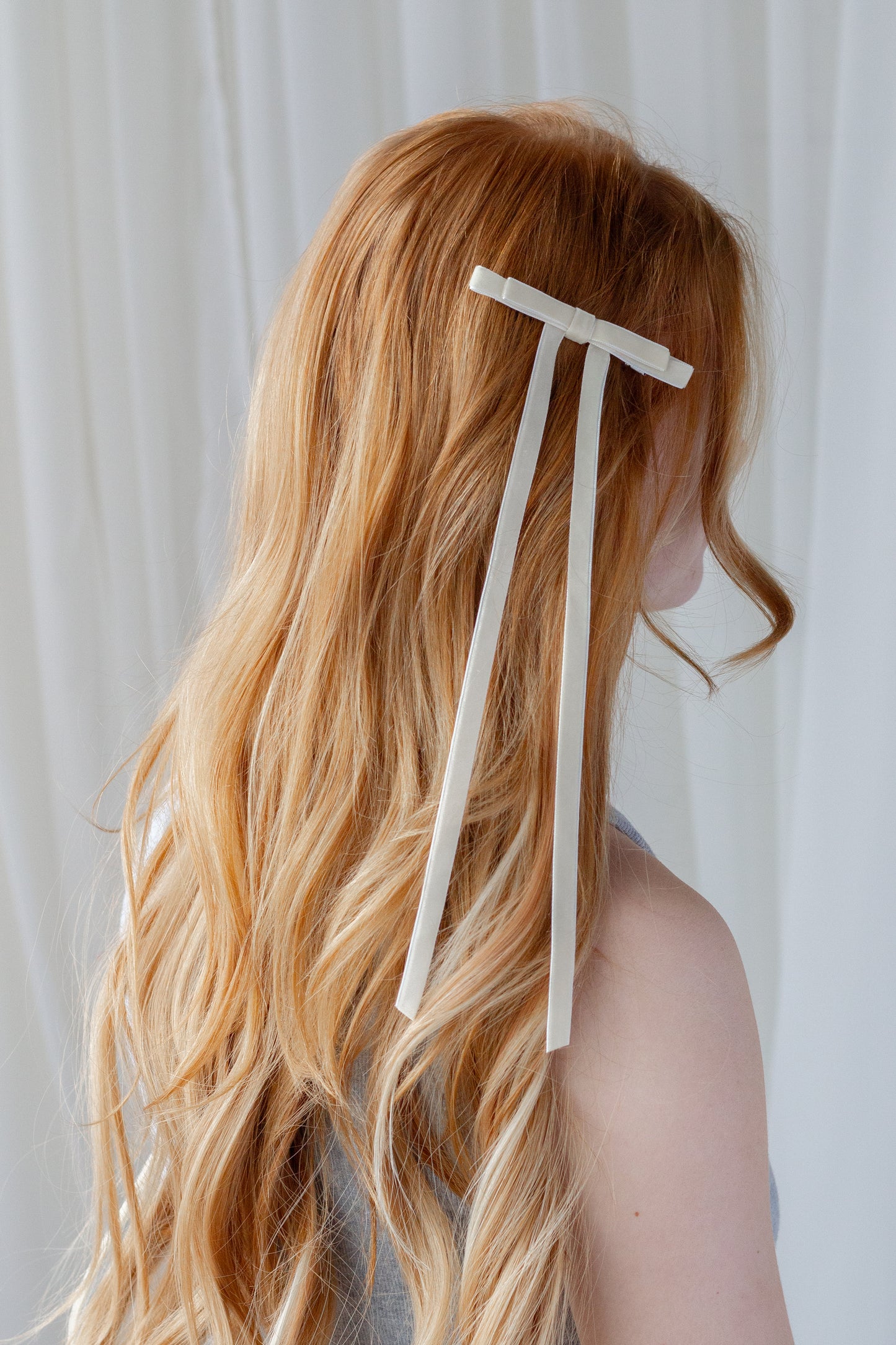Cream Velvet Hair Bow