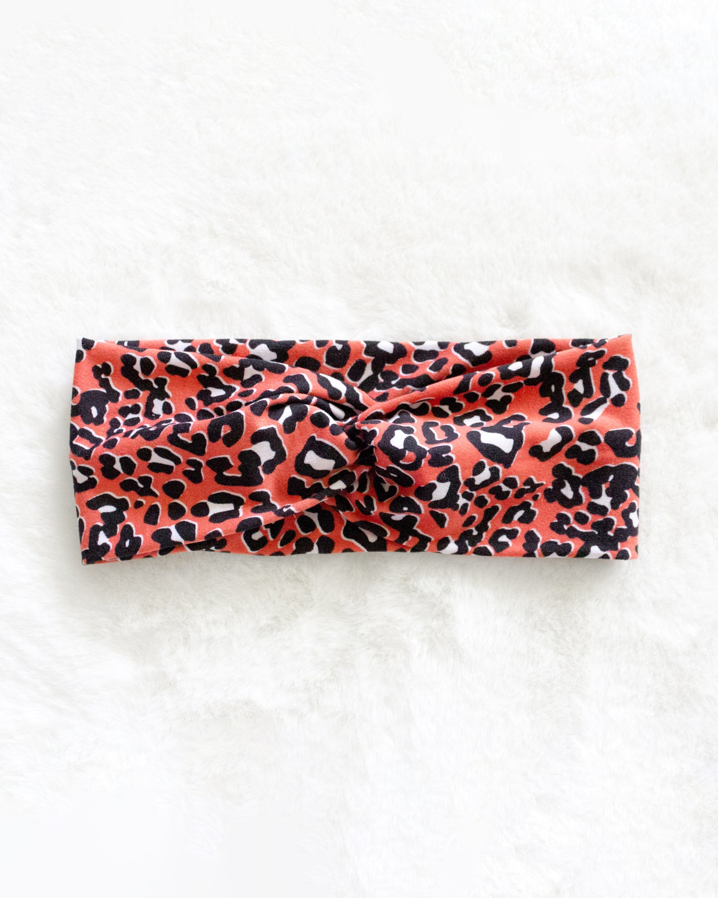 Orange Cheetah Print Twist Turban Headband