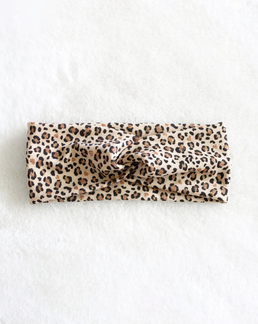 Glitter Leopard Print Twist Turban Headband