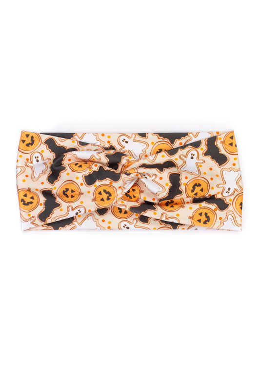 Halloween Ghost & Pumpkin Cookies Twist Turban Headband