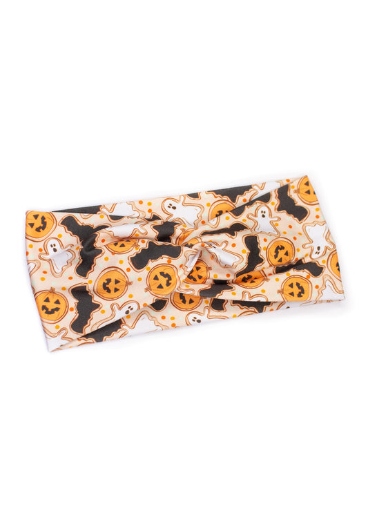 Halloween Ghost & Pumpkin Cookies Twist Turban Headband
