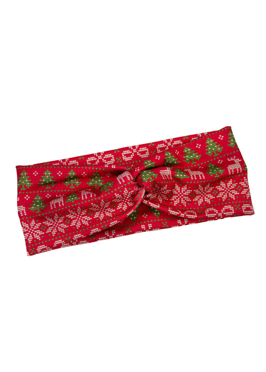 Ugly Christmas Tree Sweater Print Twist Turban Headband
