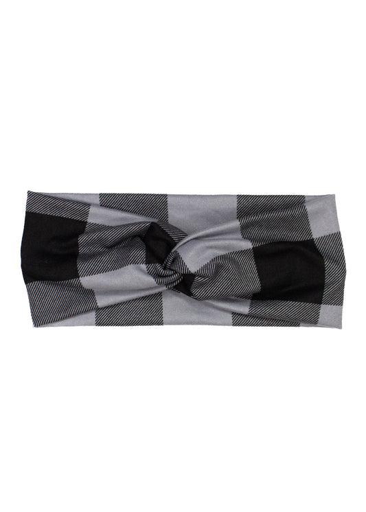 Black & Gray Buffalo Twist Turban Headband