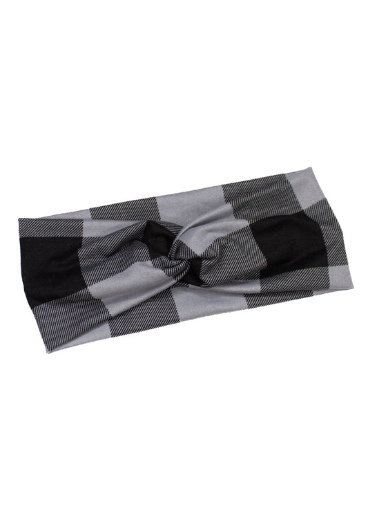 Black & Gray Buffalo Twist Turban Headband