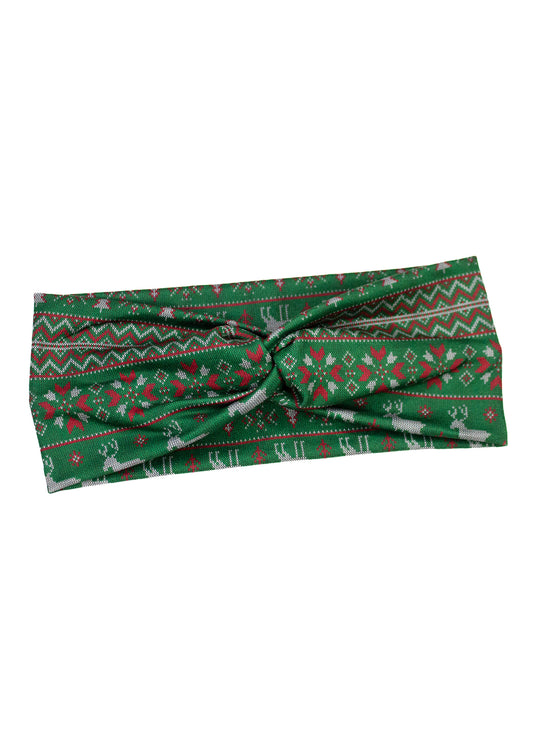 Ugly Reindeer Sweater Print Twist Turban Headband