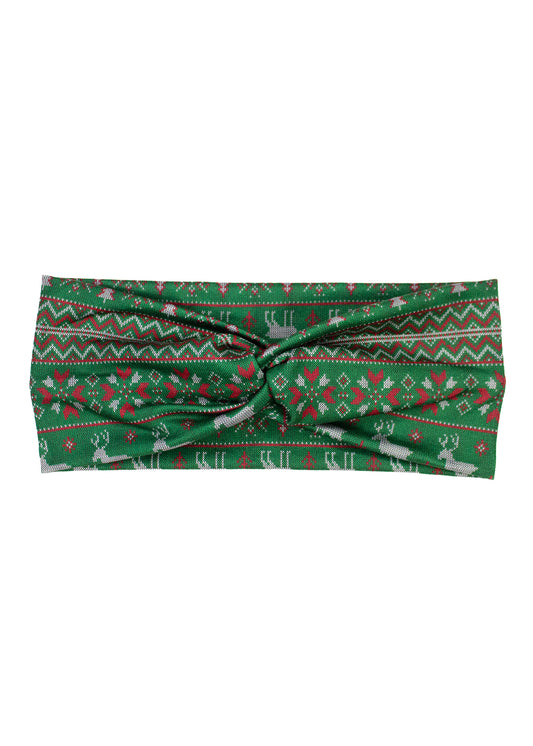 Ugly Reindeer Sweater Print Twist Turban Headband