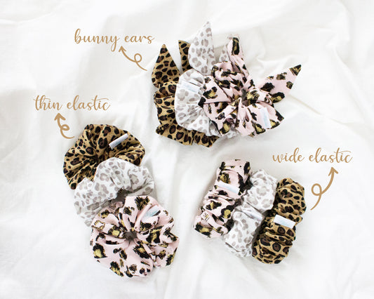 Pink Leopard Print Gold Foil Scrunchie