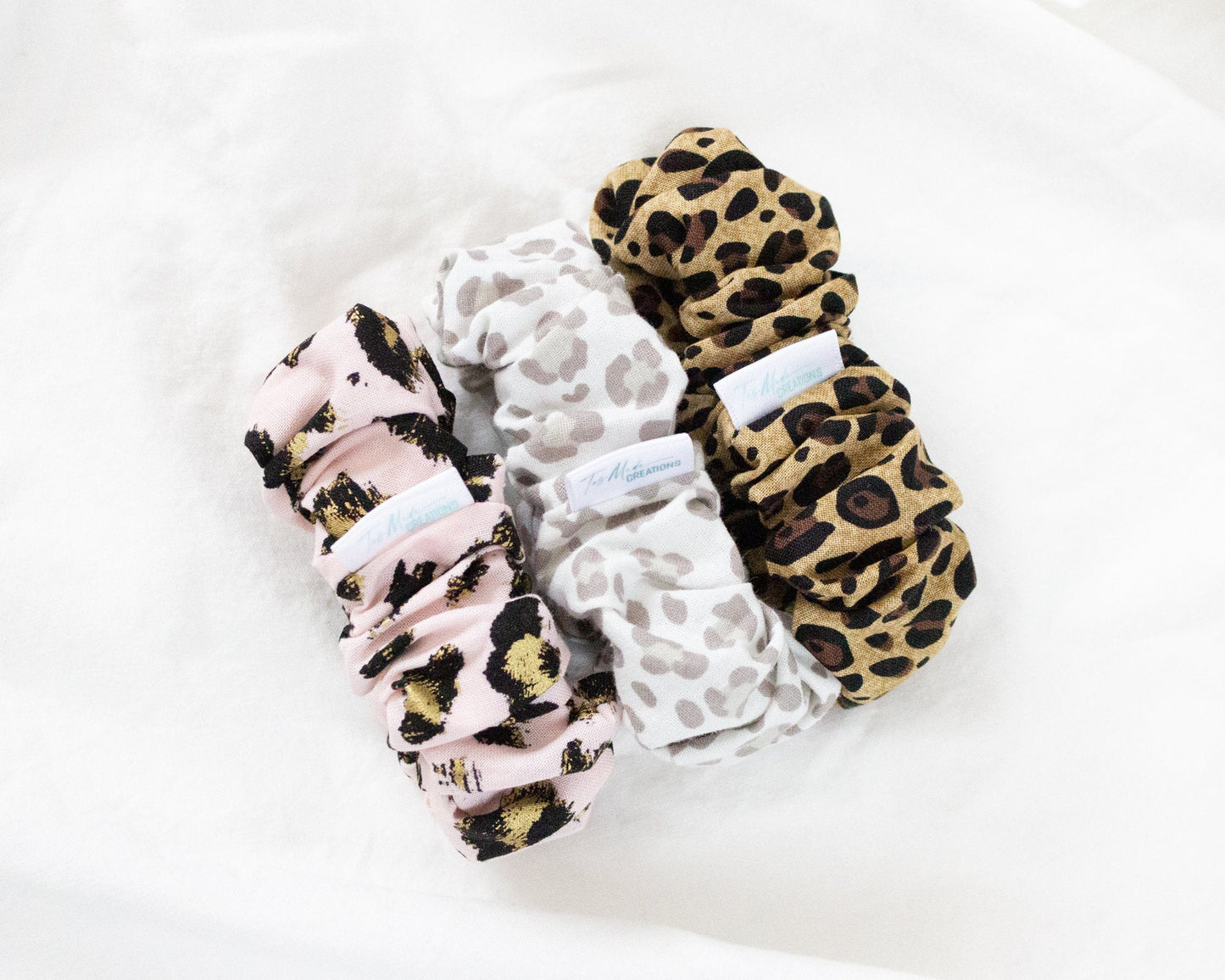 Pink Leopard Print Gold Foil Scrunchie