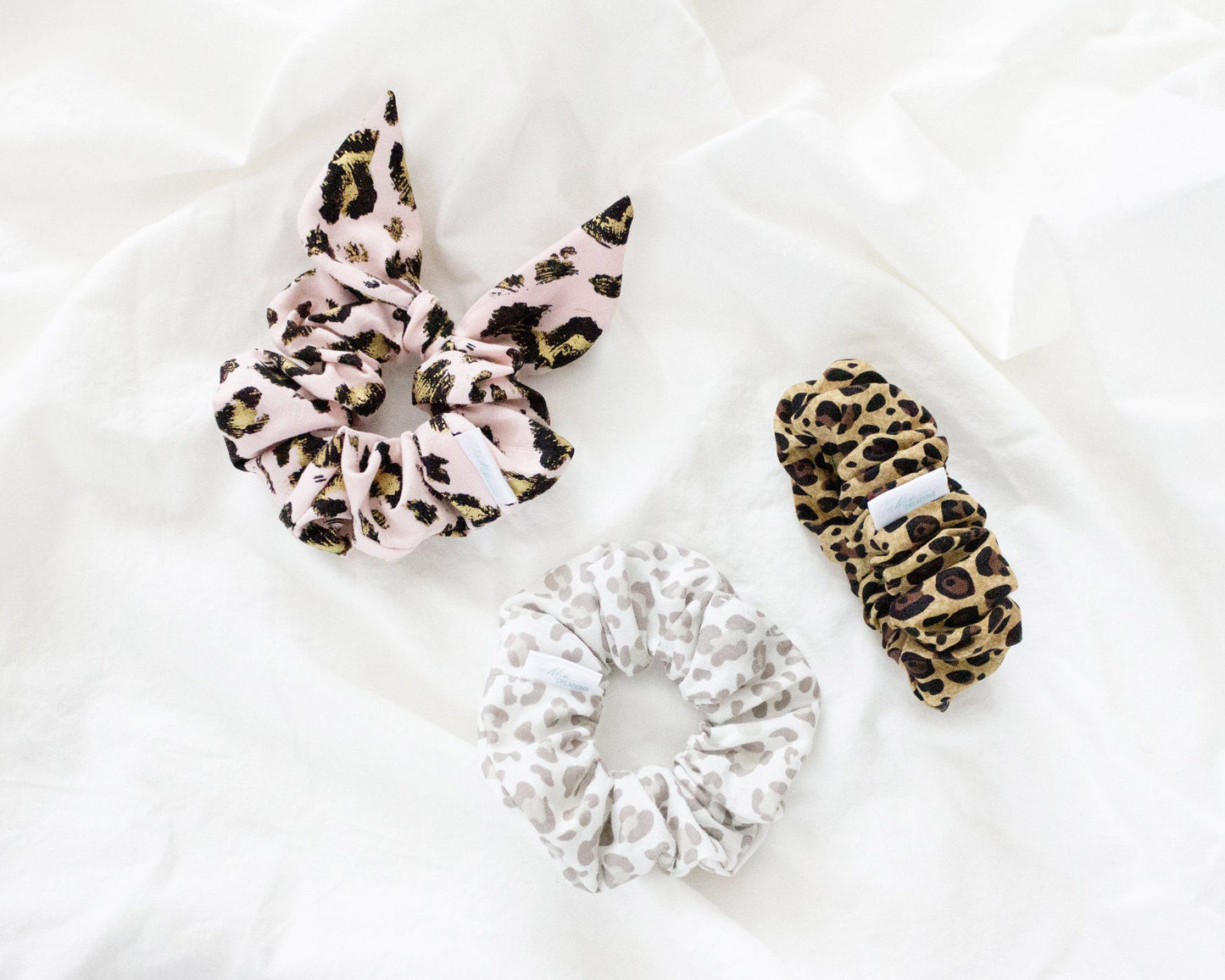 Pink Leopard Print Gold Foil Scrunchie