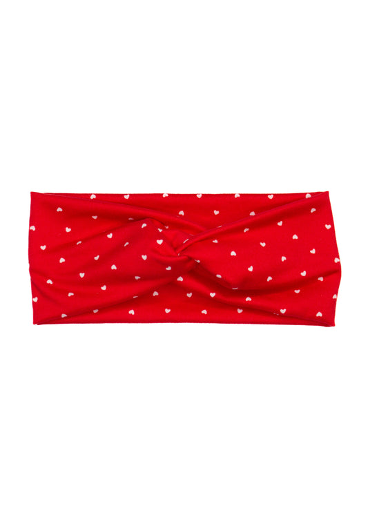 Red Little Hearts Twist Turban Headband