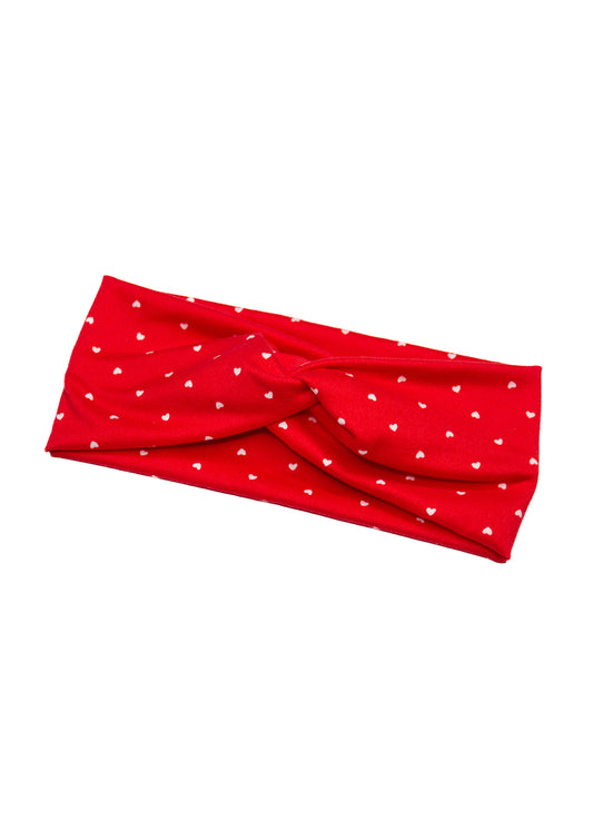 Red Little Hearts Twist Turban Headband