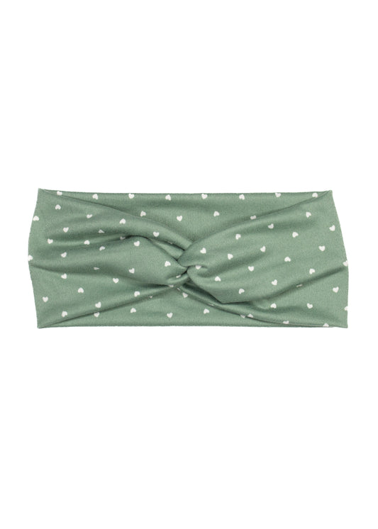 Green Little Hearts Twist Turban Headband