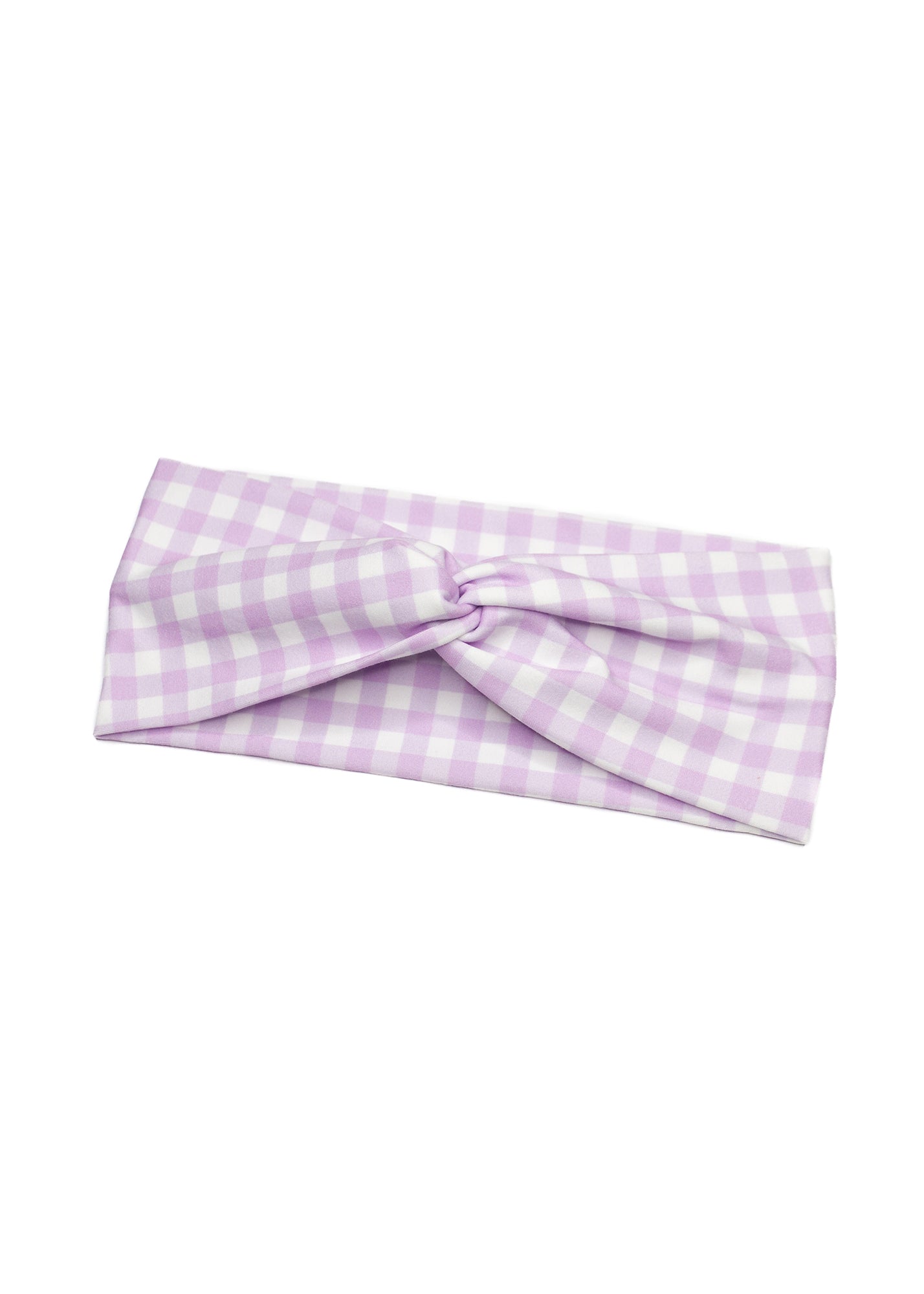 Purple Gingham Twist Turban Headband
