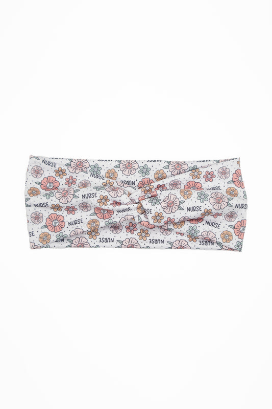 Nurse Floral Print Twist Turban Headband
