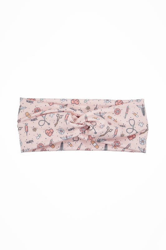 Nurse Pink Twist Turban Headband