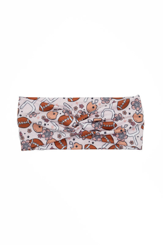 Boho Football and Floral Print Twist Turban Headband