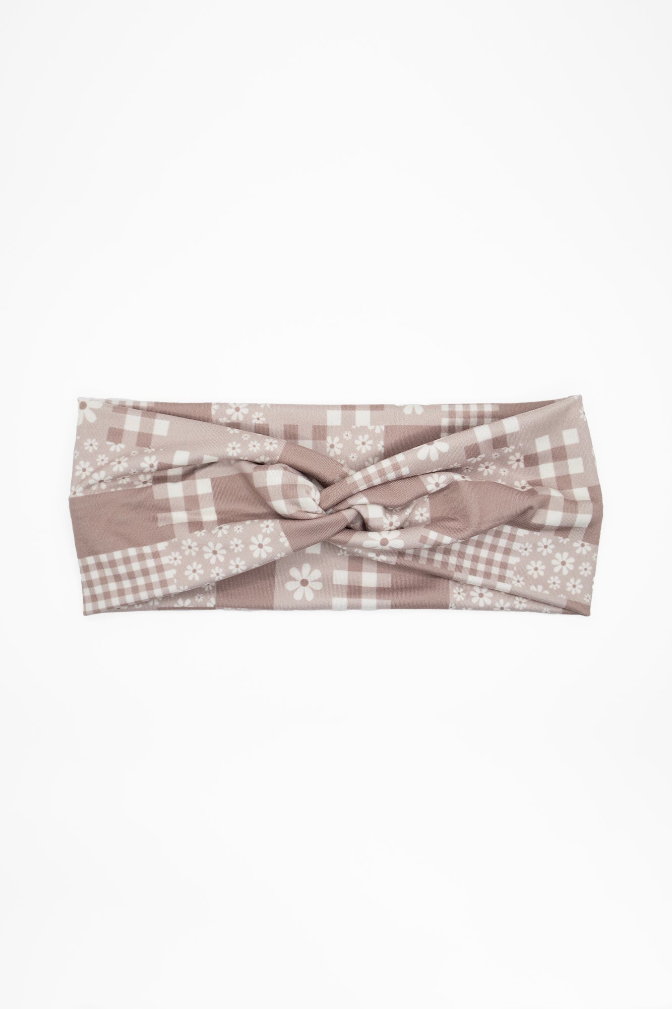 Plaid and Floral Print Twist Turban Headband
