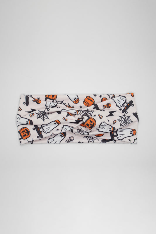 Halloween Ghost Skateboard Twist Turban Headband