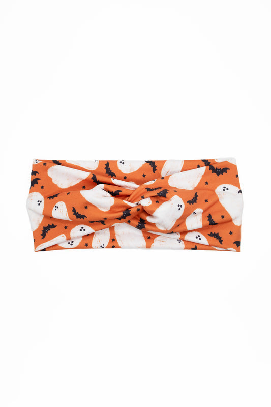 Bats and Ghosts Orange Twist Turban Headband