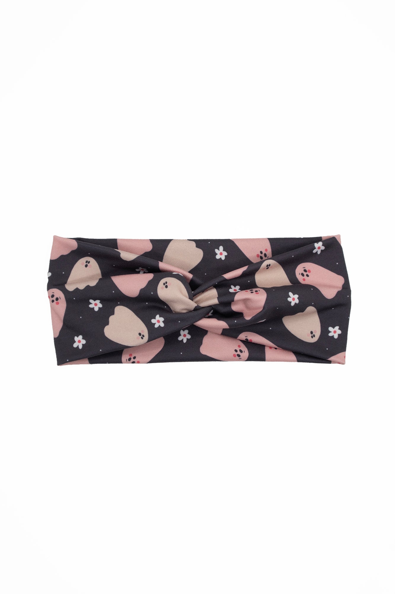 Ghosts and Flowers Black Twist Turban Headband