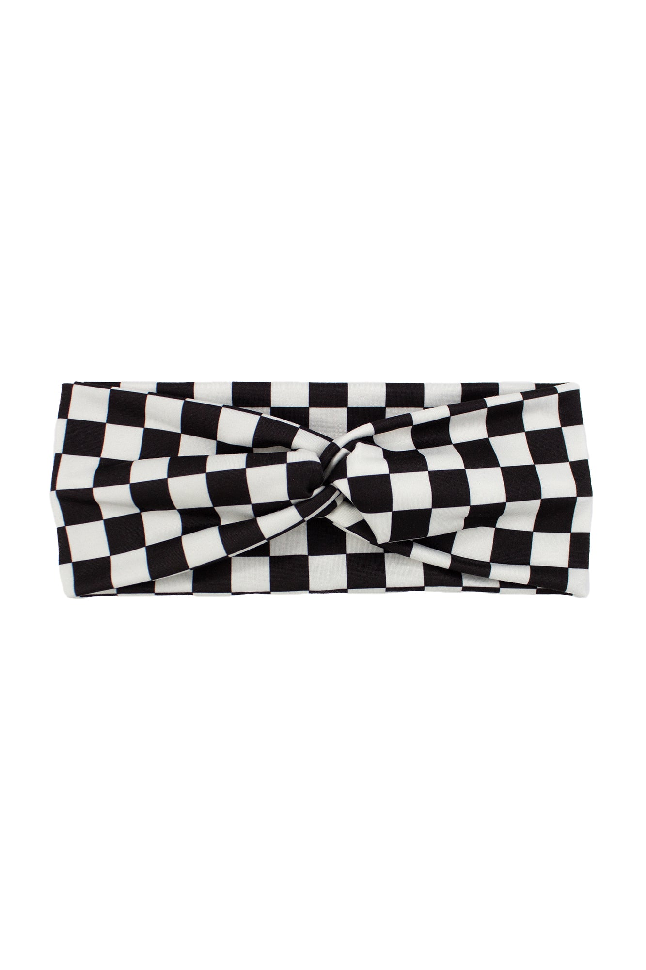Black & White Checkered Print Twist Turban Headband