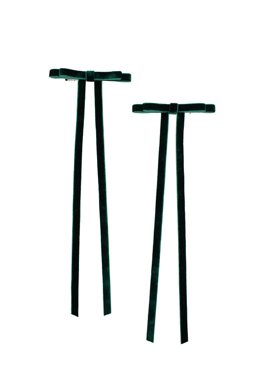 Dark Green Velvet Hair Bow