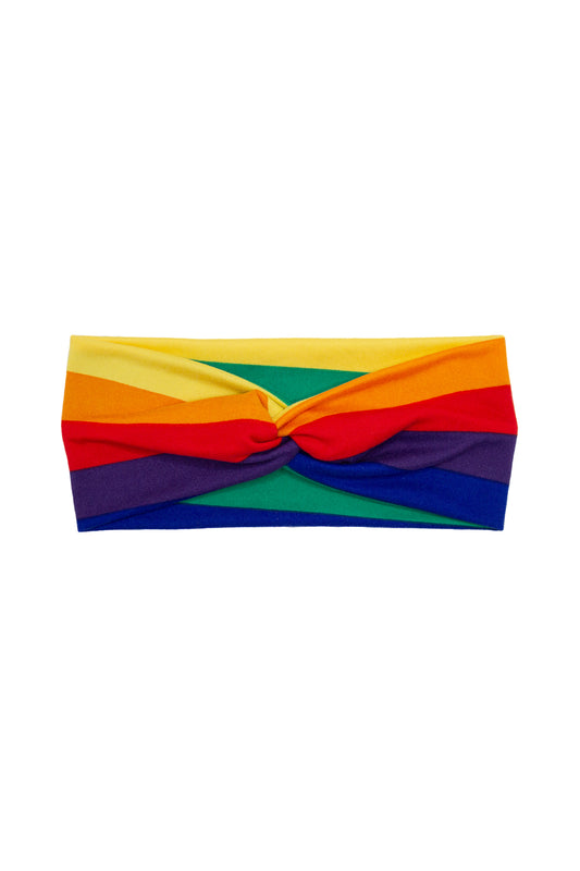 Rainbow Strips Twist Turban Headband