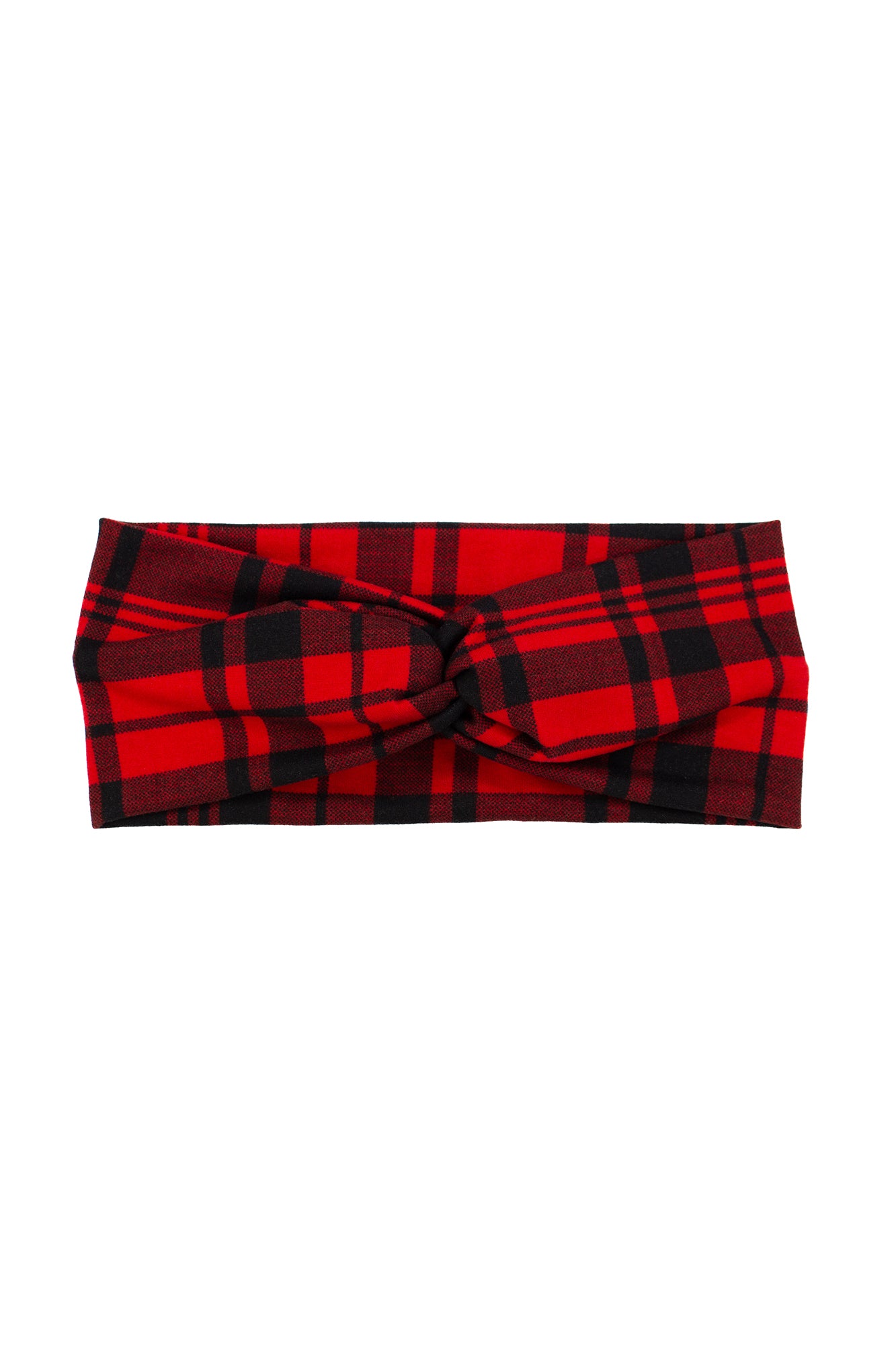 Red Plaid Twist Turban Headband