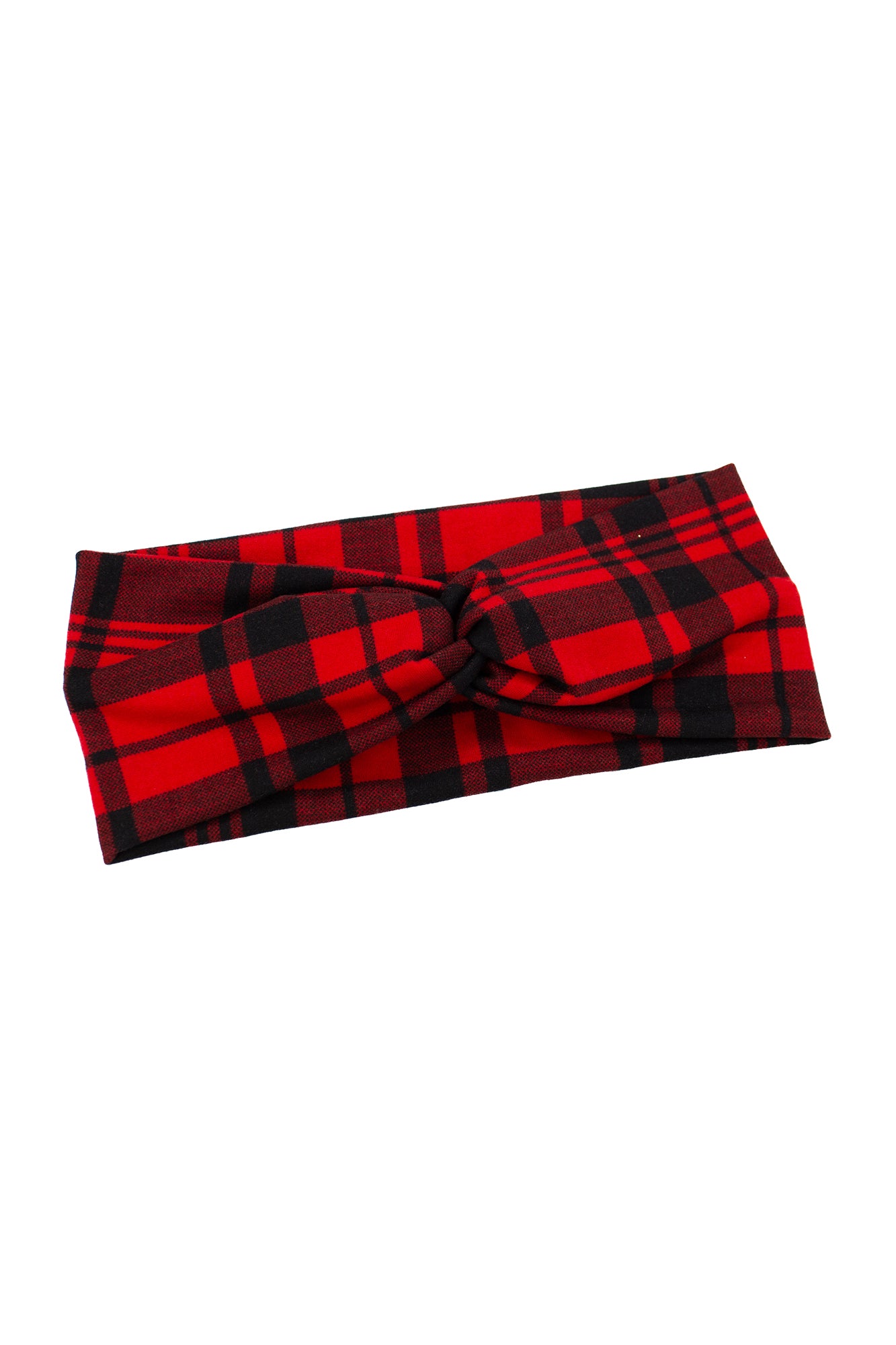 Red Plaid Twist Turban Headband