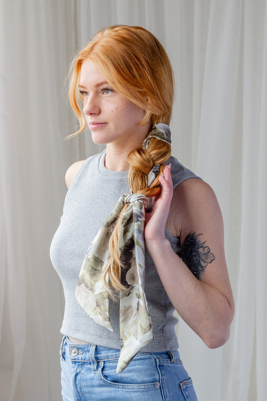 Sage Floral Hair Scarf
